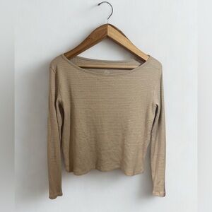 American Eagle Women's Waffleknit Oatmeal Longsleeve Shirt Size Medium